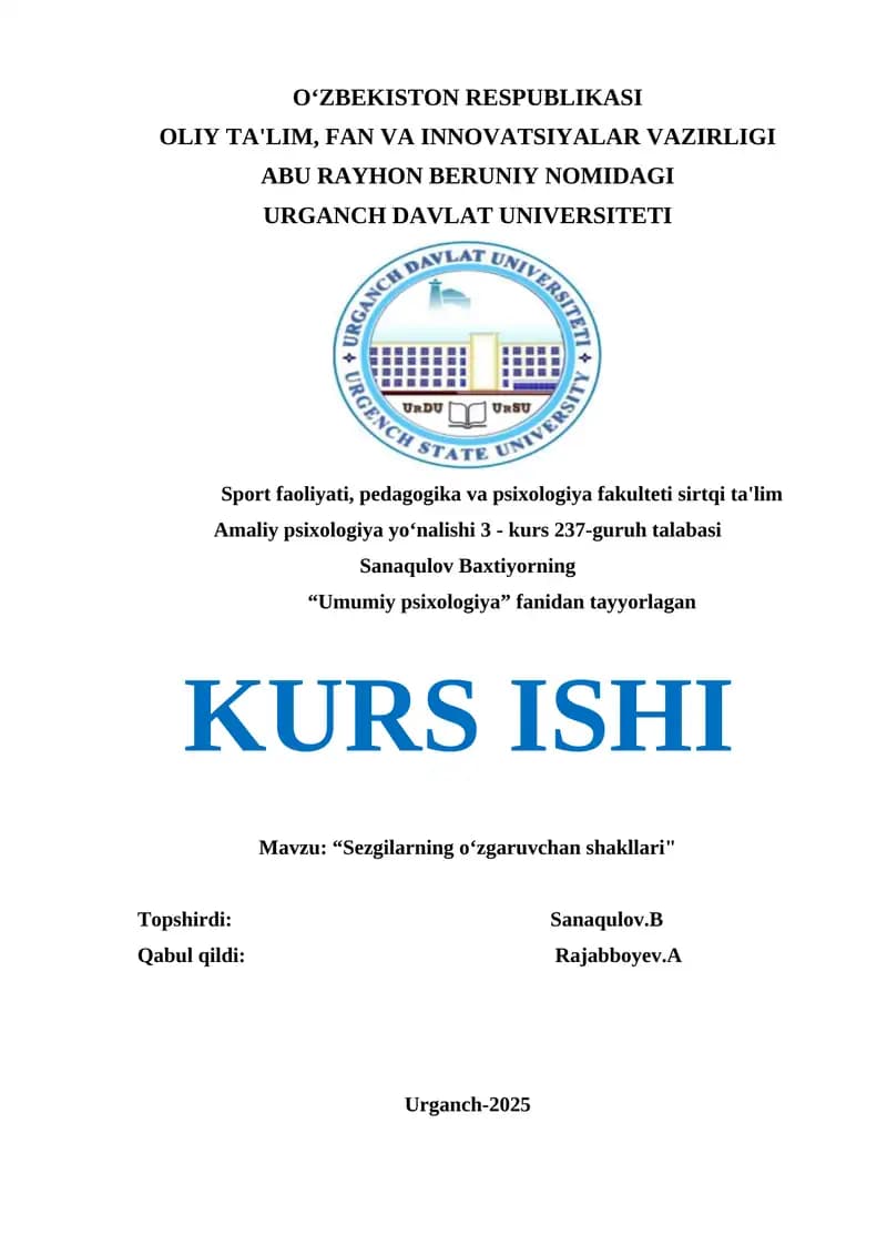 Sezgilarning o‘zgaruvchan shakllari