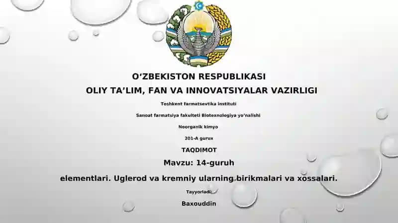 14-guruh elementlari: uglerod va kremniy