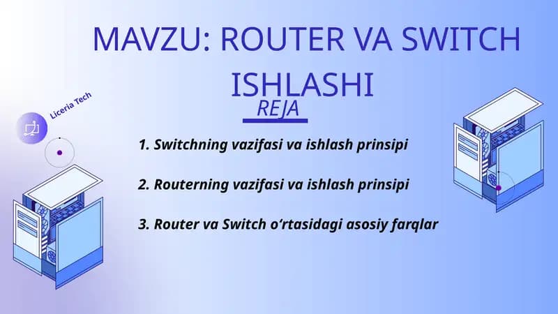 ROUTER VA SWITCH ISHLASHI