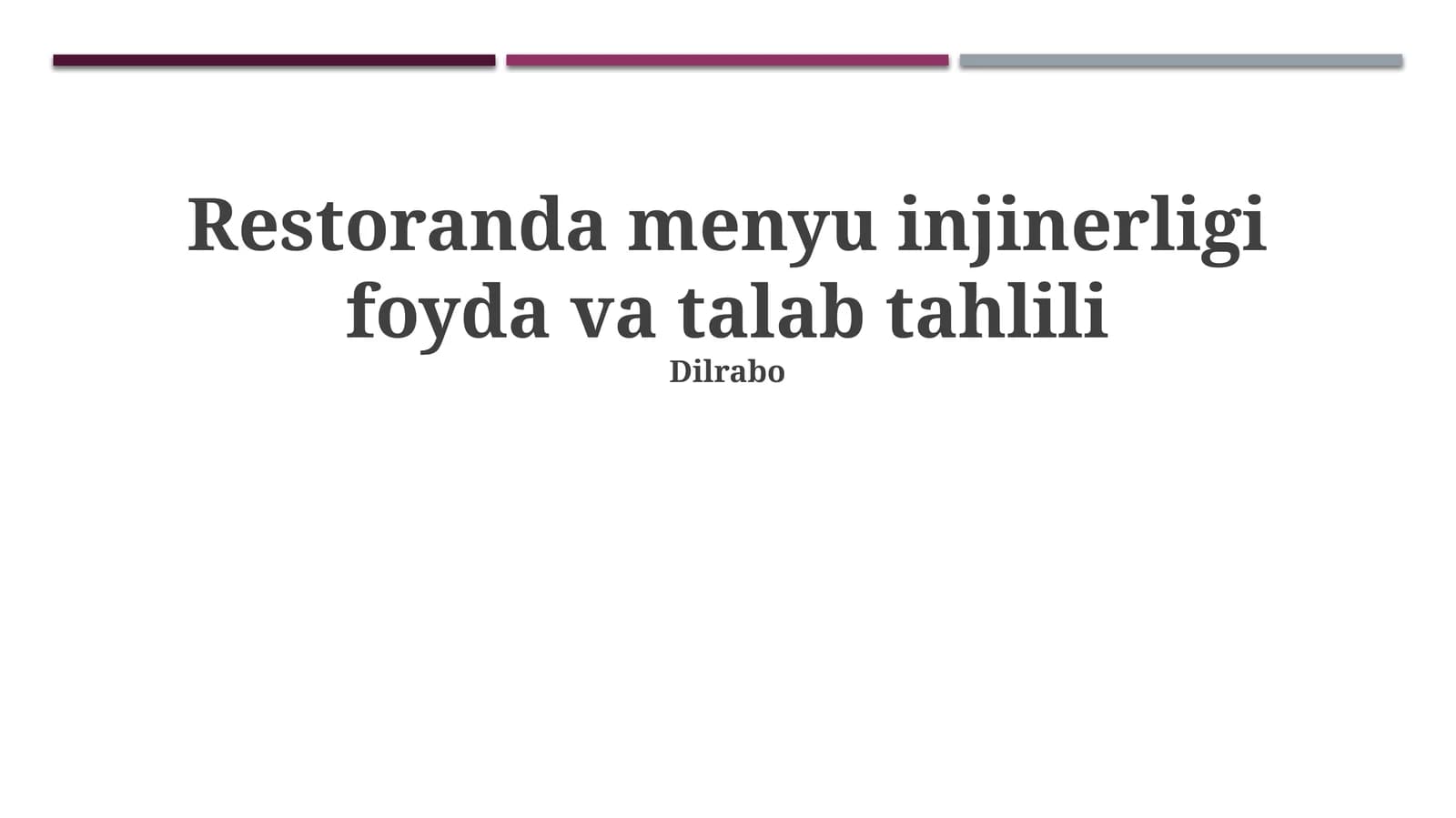 Restoranda menyu injinerligi foyda va talab tahlili