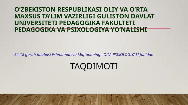 Oilaviy munosabatlar psixologiyasi