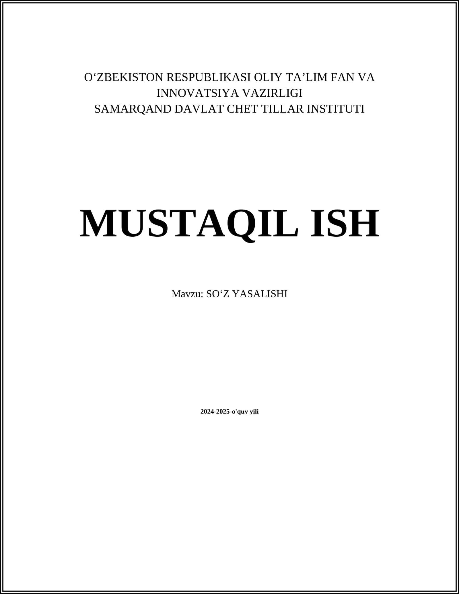 SO‘Z YASALISHI