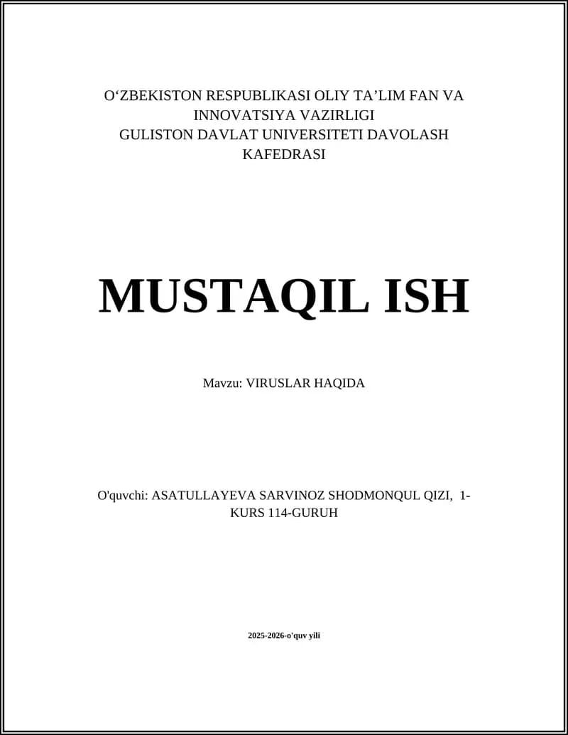 VIRUSLAR HAQIDA