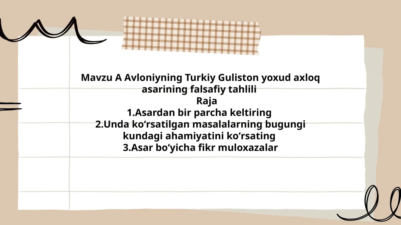 Avloniyning Turkiy Guliston yoxud axloq asarining falsafiy tahlili