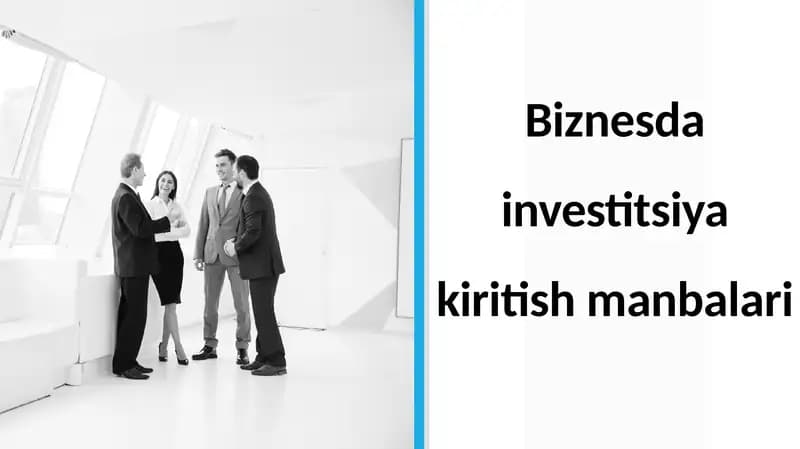 Biznes da investitsiya kiritish manbalari