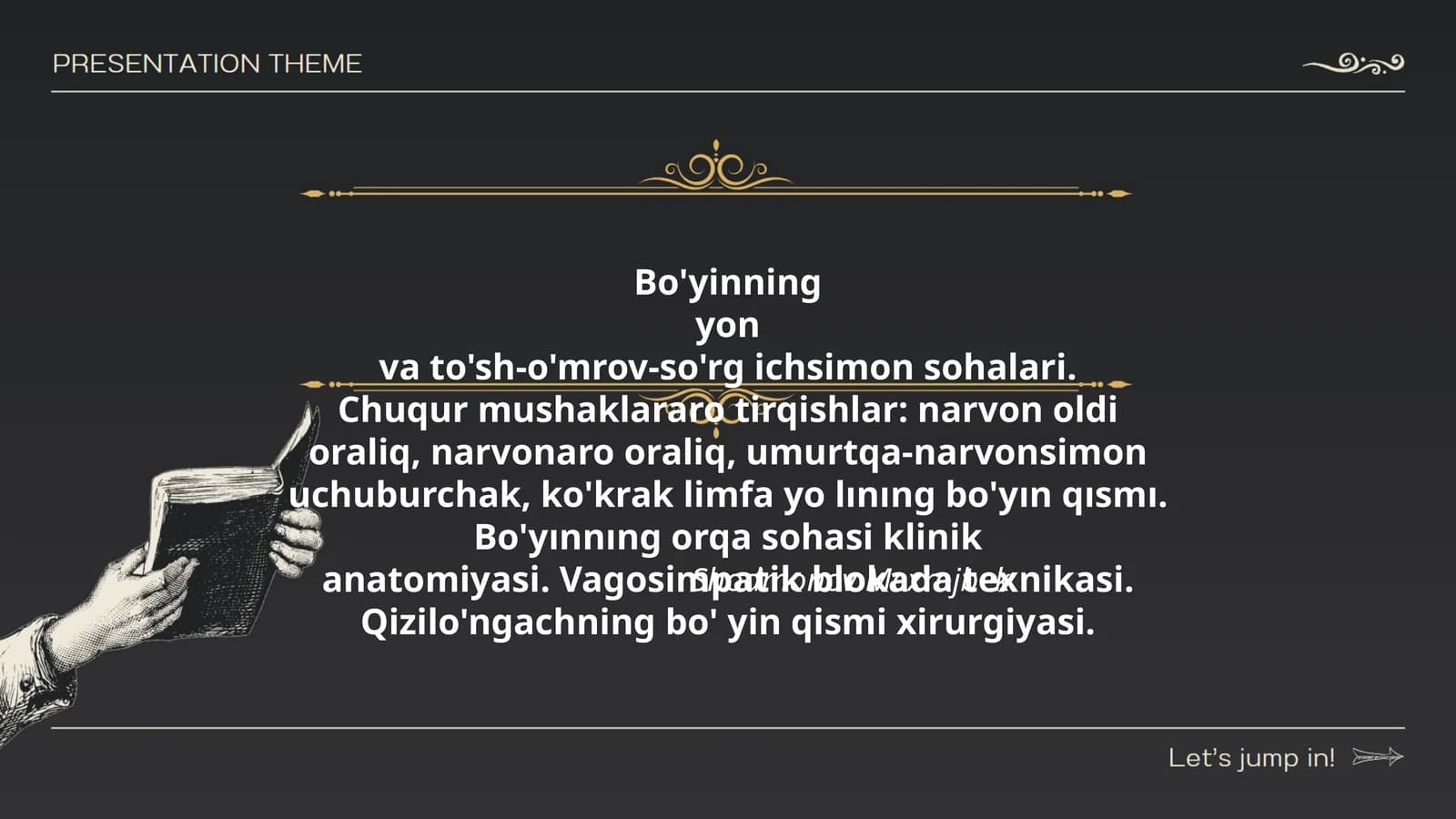 Bo'yinning yon va to'sh-o'mrov-so'rg ichsimon sohalari