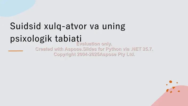 Suidsid xulq-atvor va uning psixologik tabiati