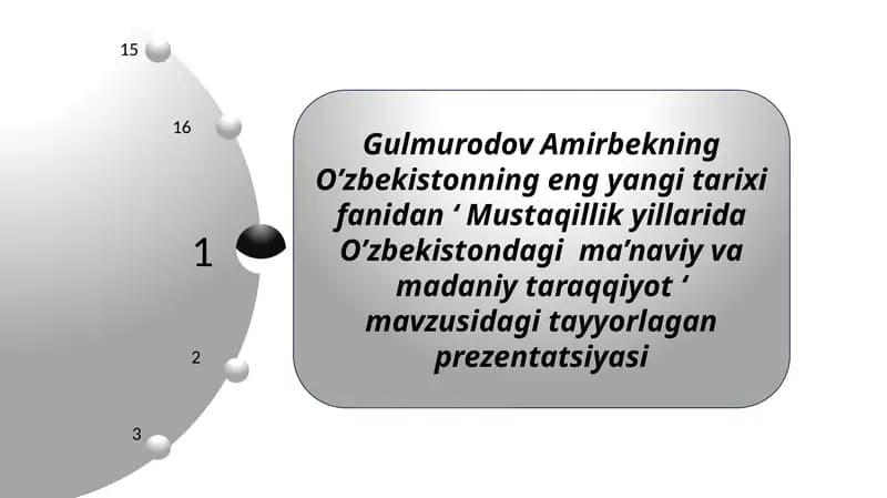 Mustaqillik yillarida O’zbekistondagi ma’naviy va madaniy taraqqiyot