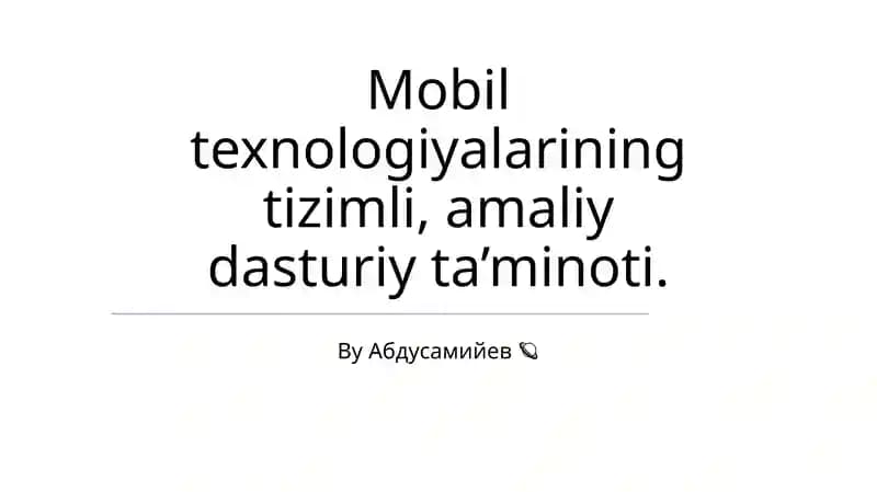 Mobil ilovalar dasturiy ta'minoti