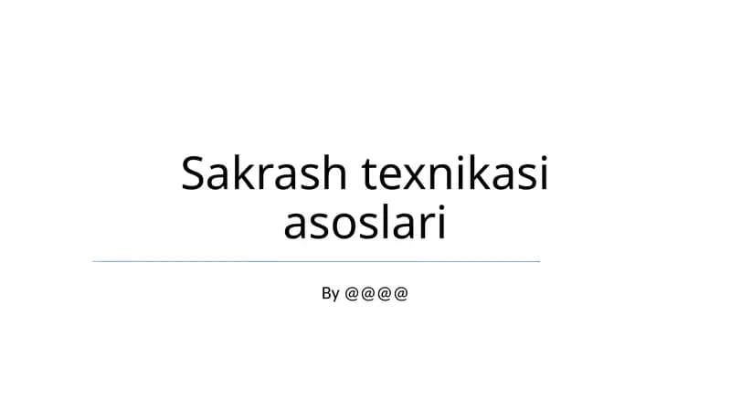 Sakrash Texnikasi Asoslari