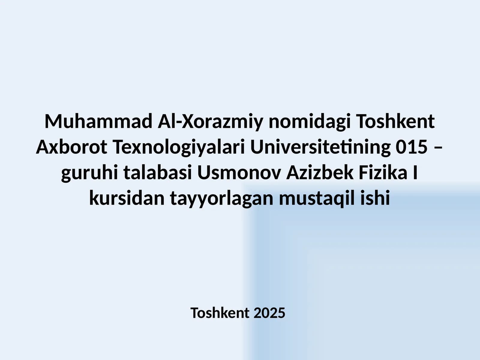 Fizika I kursi