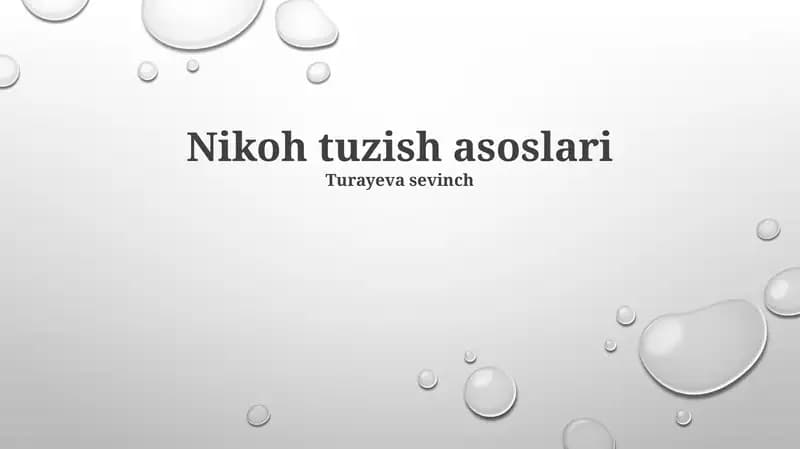Nikoh tuzish asoslari