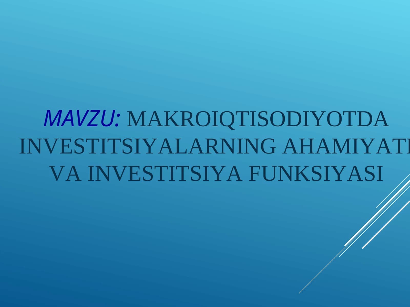 AVTONOM INVESTITSIYALAR GRAFIGI