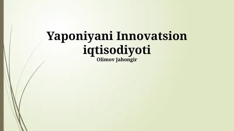 Yaponiyani Innovatsion iqtisodiyoti