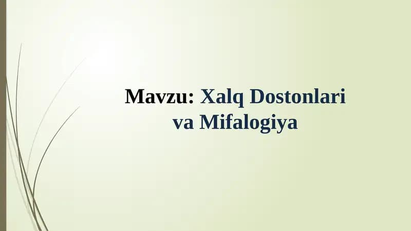 Xalq Dostonlari va Mifalogiya