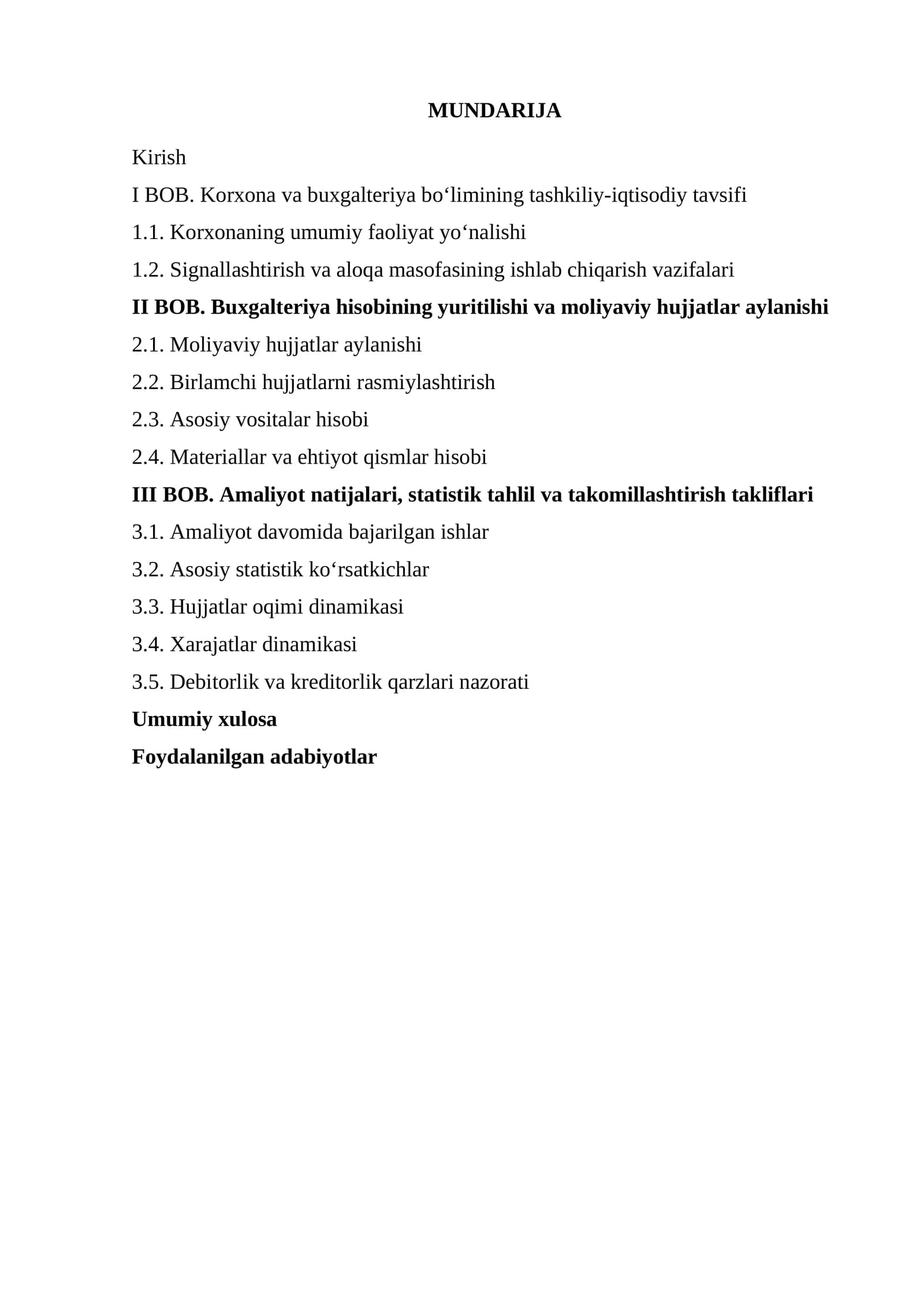 temir yo'l amaliyot hisoboti