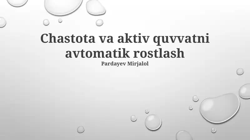 Chastota va aktiv quvvatni avtomatik rostlash