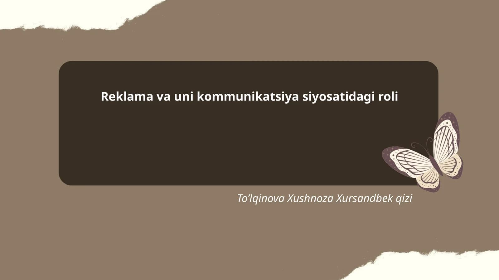 Reklama va uni kommunikatsiya siyosatidagi roli