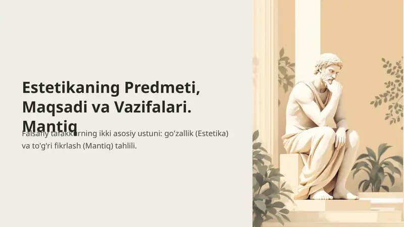 Estetikaning predmeti, maqsadi va vazifalari