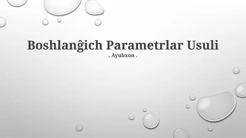 Boshlanĝich Parametrlar Usuli