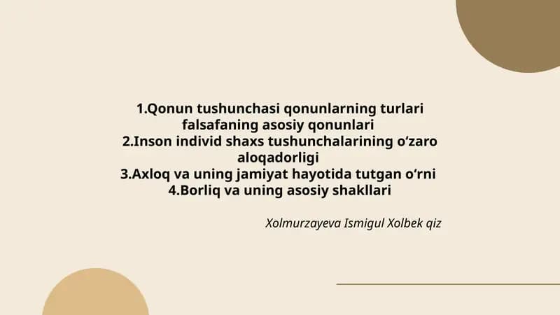 Qonun tushunchasi qonunlarning turlari falsafaning asosiy qonunlari