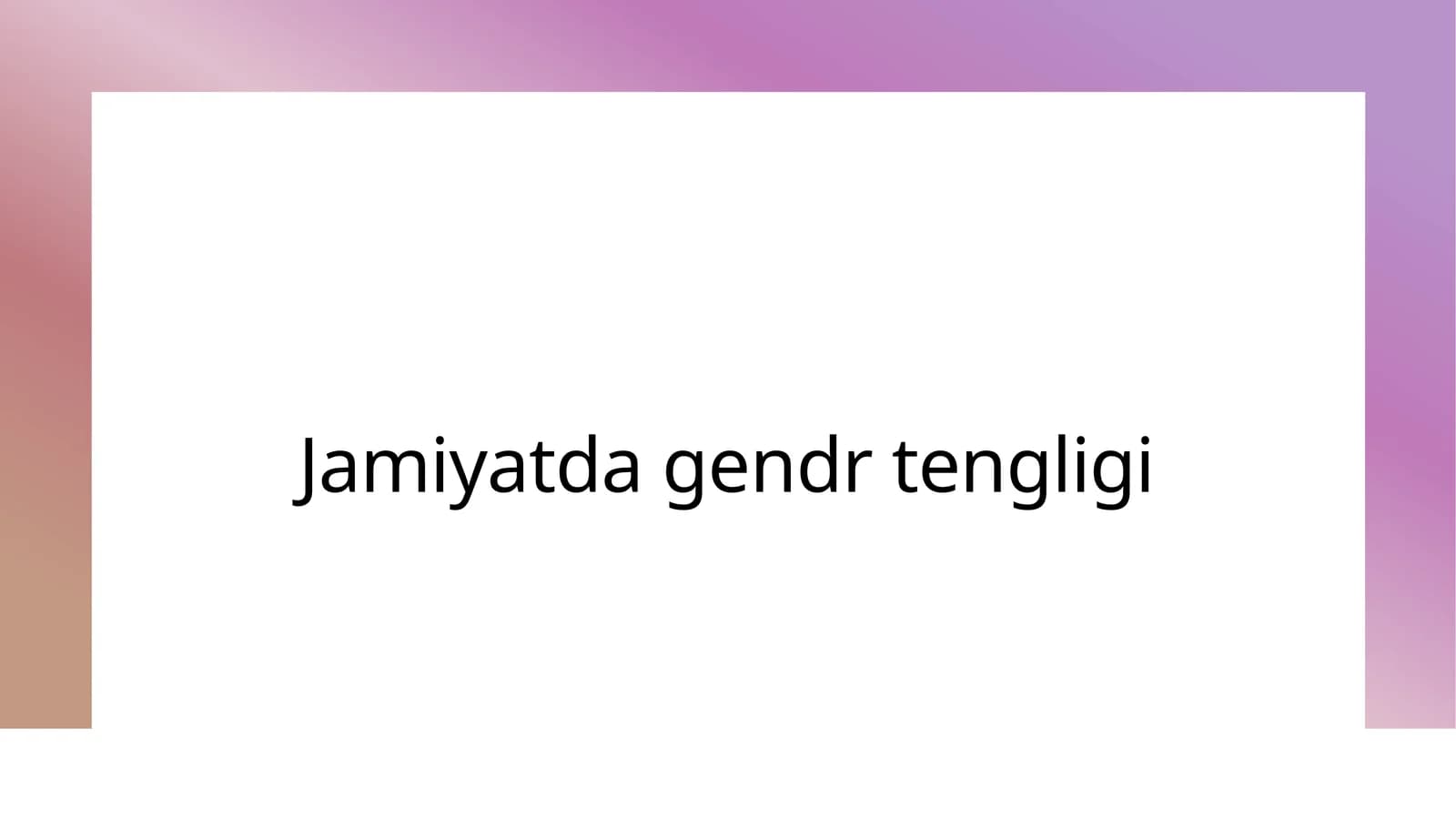 Gendr tengligi