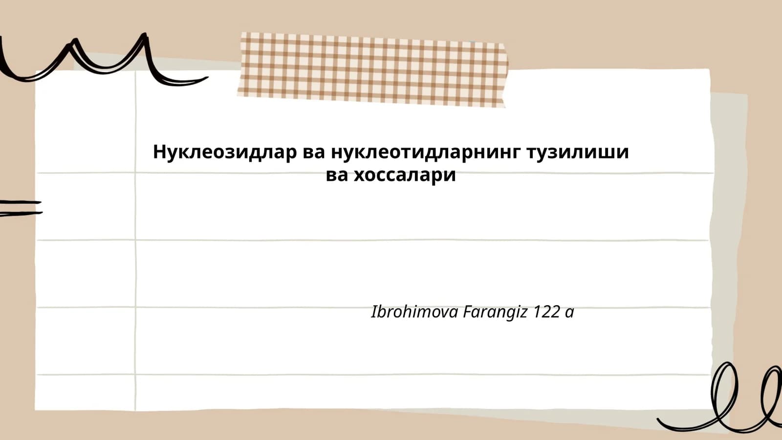 Нуклеозидлар ва нуклеотидларнинг тузилиши ва хоссалари