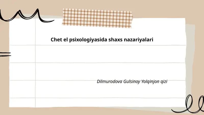 Chet el psixologiyasida shaxs nazariyalari