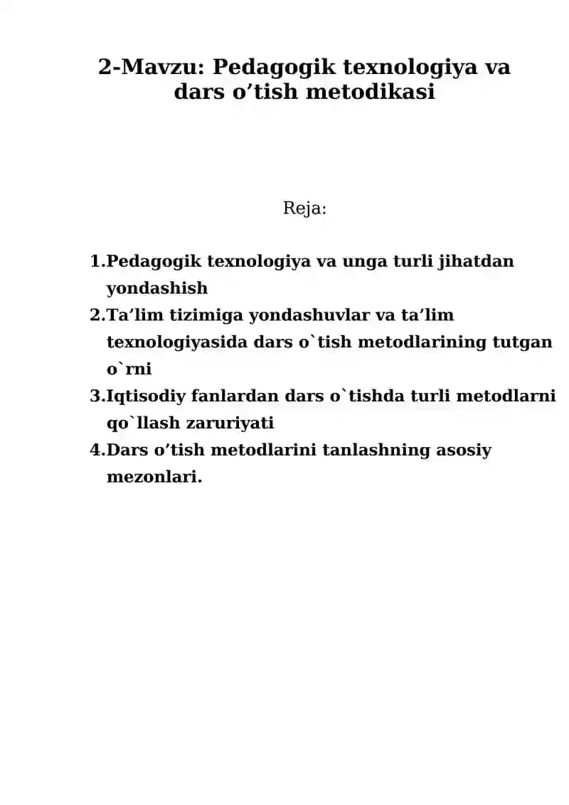 pedagogik texnologiyalar
