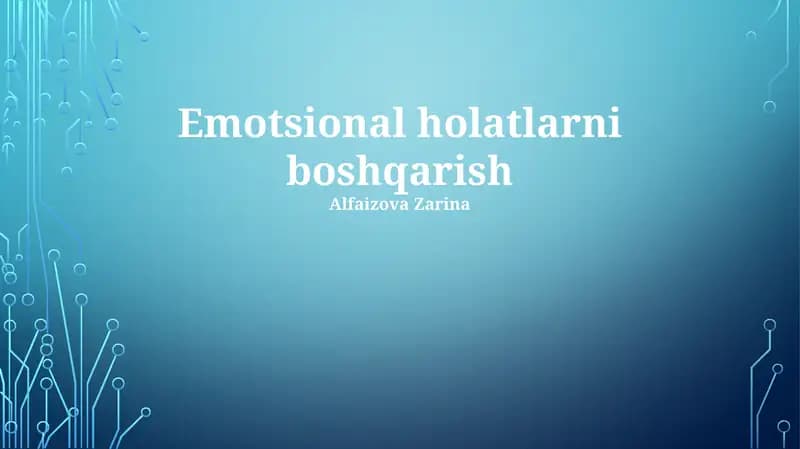 Emotsional holatlarni boshqarish