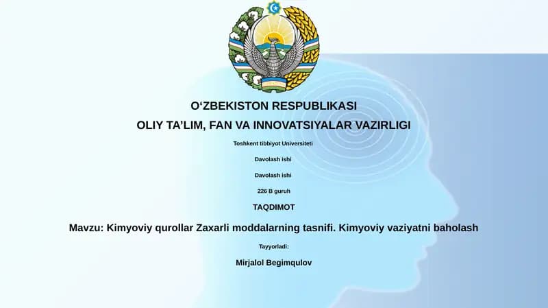 Kimyoviy qurollar Zaxarli moddalarning tasnifi