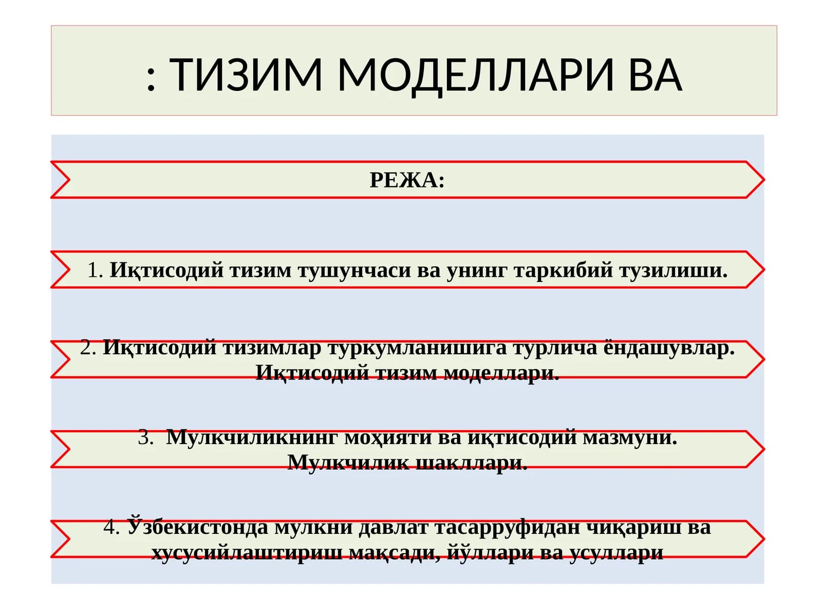 Тизим моделлари ва