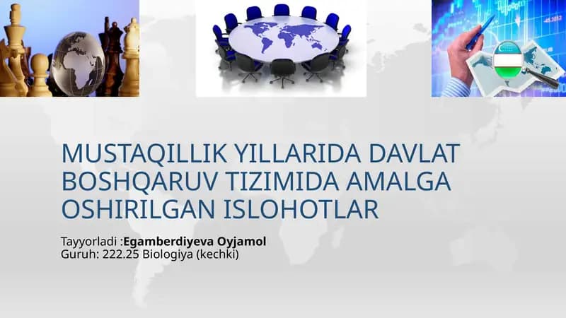 Mustaqillik yillarida davlat boshqaruvi tizimida amalga oshirilgan islohotlar