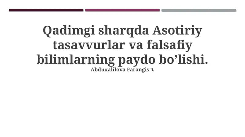 Qadimgi Sharq mifologiyasi va kosmologik tasavvurlar
