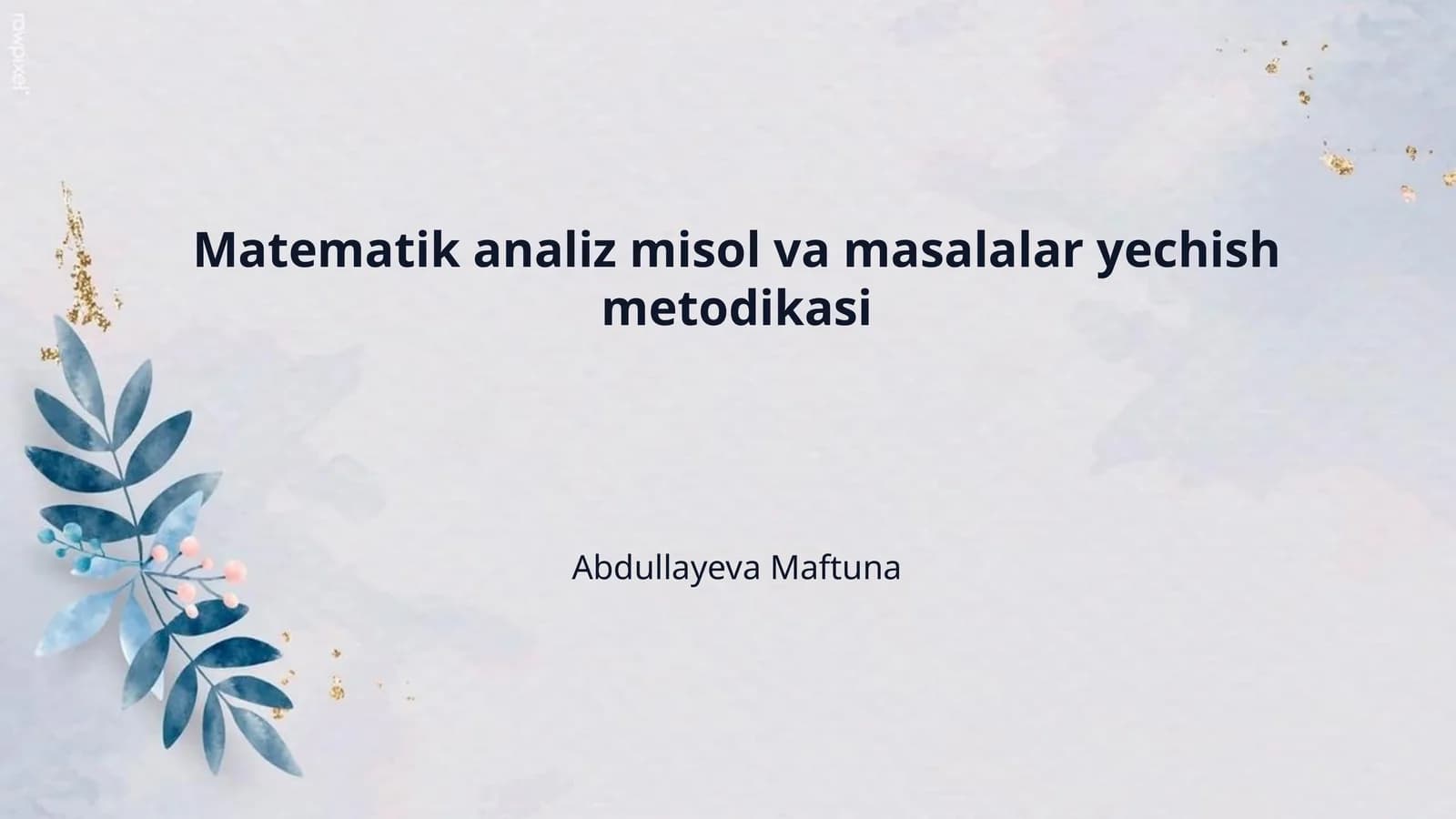 Matematik analiz misol va masalalar yechish metodikasi