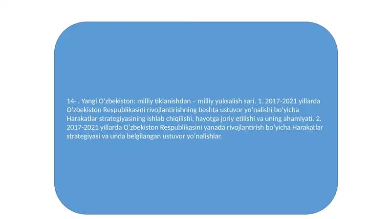 Yangi O‘zbekiston: Milliy Tiklanishdan – Milliy Yuksalish Sari