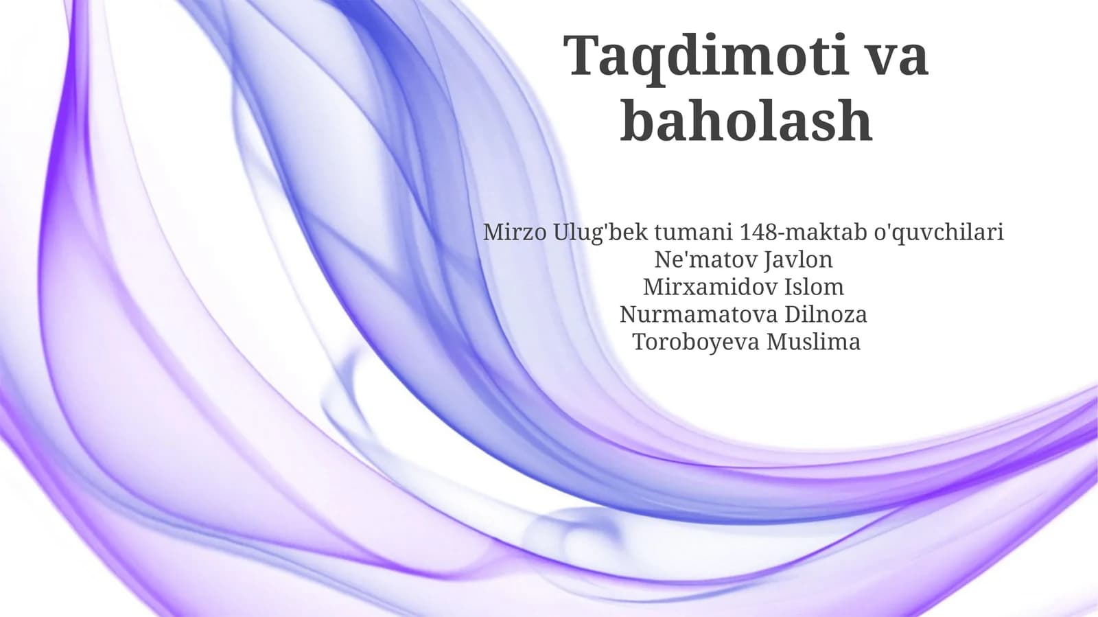 Taqdimoti va baholash