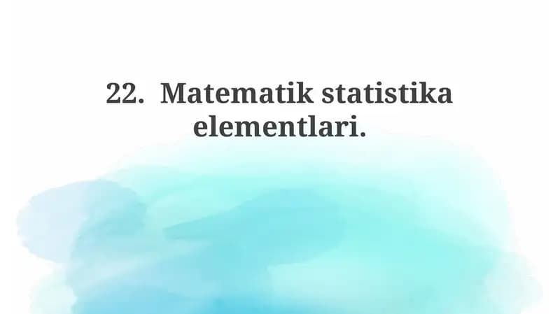 Matematik statistika elementlari