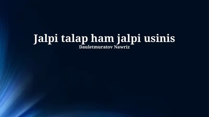Jalpi talap ham jalpi usinis