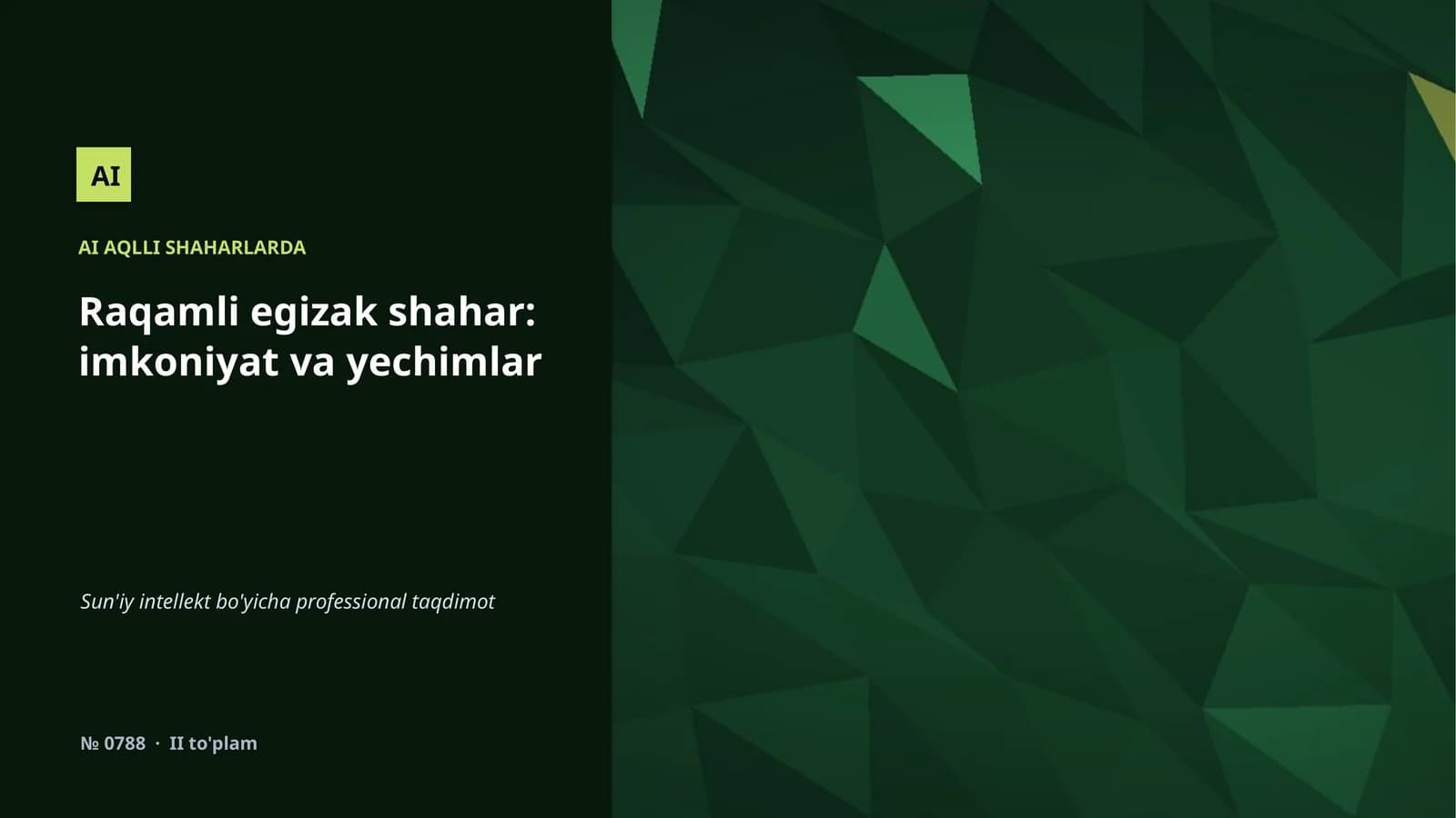 AI AQLLI SHAHARLARDA