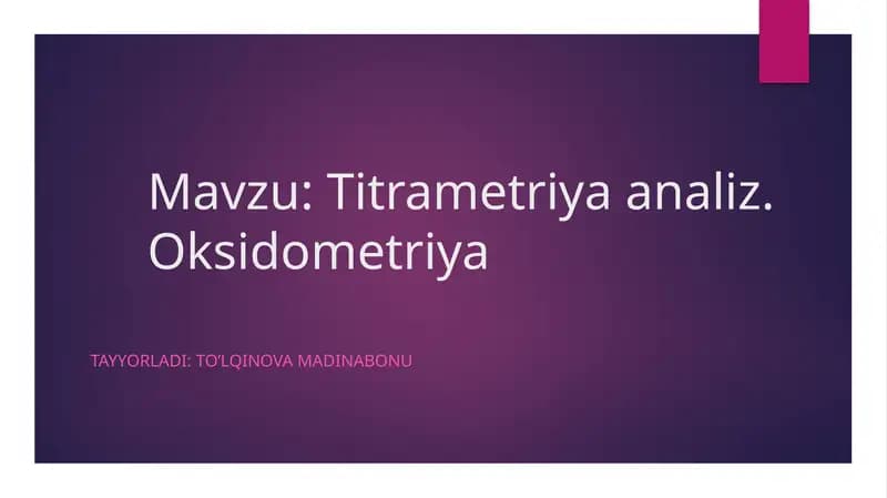 Titrametriya Analizi