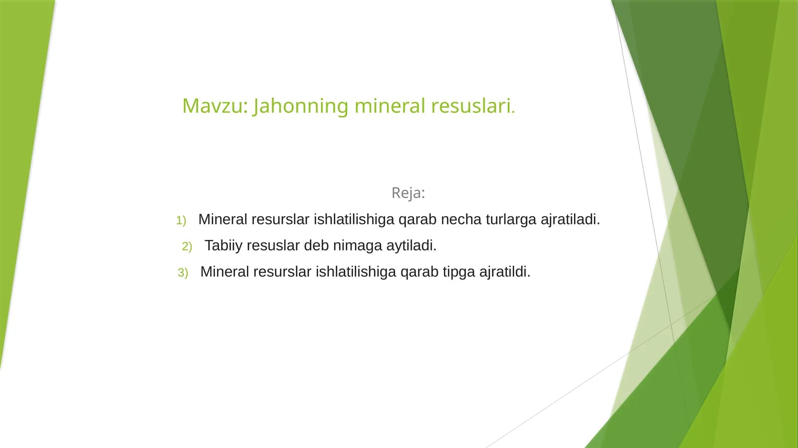 Jahonning mineral resuslari