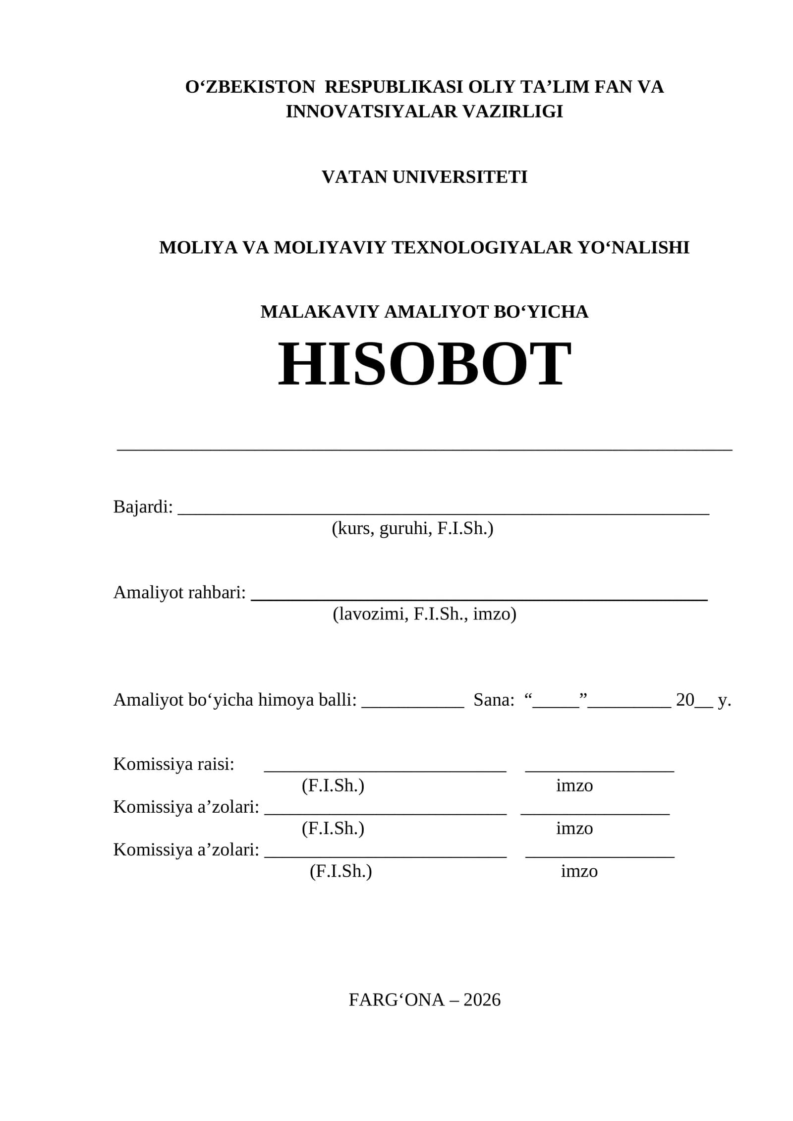 "Woolontex" MCHJ boyicha amaliyot hisoboti. (korxona to‘qimachilik va ipakchilik sohasi)