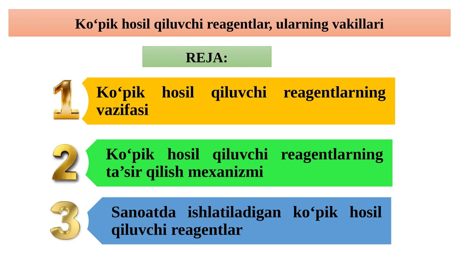Ko‘pik hosil qiluvchi reagentlar, ularning vakillari
