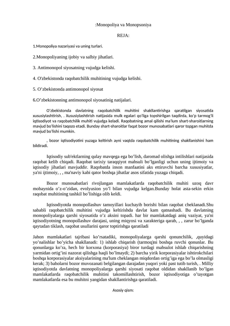Monopoliya va Monopsoniya