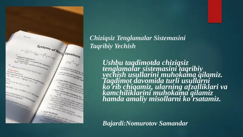 Chiziqsiz Tenglamalar Sistemasi