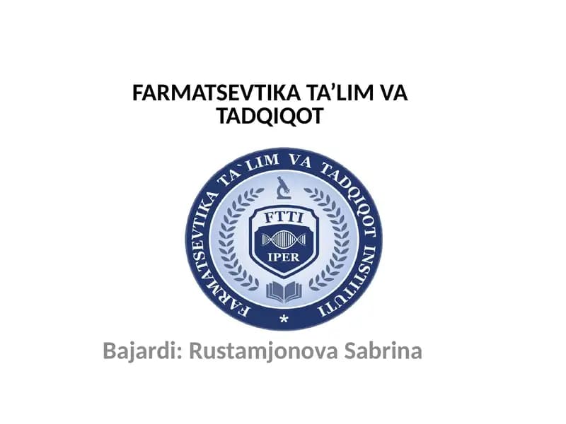 Farmatsevtika Ta'lim va Tadqiqot