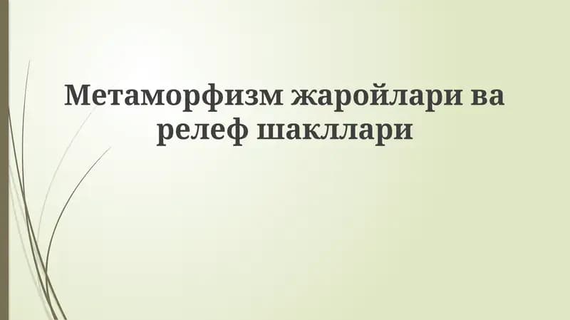 Metamorfik togʻ jinslarining shakllanishi va turlari