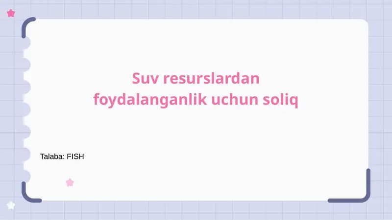 Suv resurslardan foydalanganlik uchun soliq