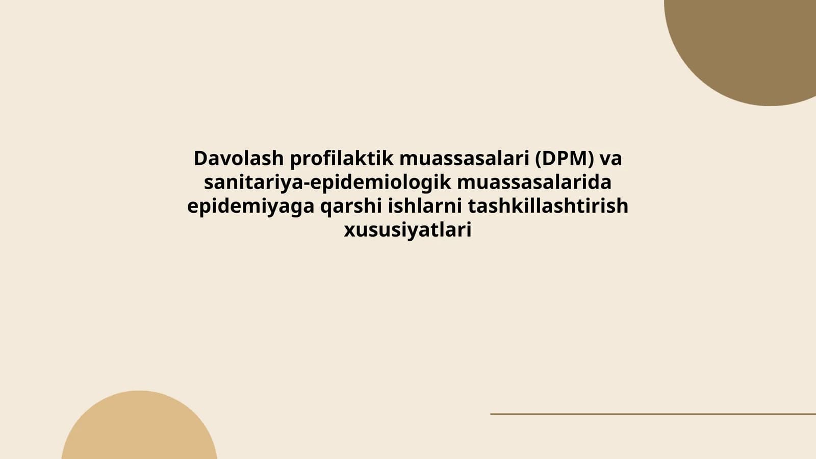 Davolash profilaktik muassasalari (DPM) va sanitariya-epidemiologik muassasalarida epidemiyaga qarshi ishlarni tashkillashtirish xususiyatlari